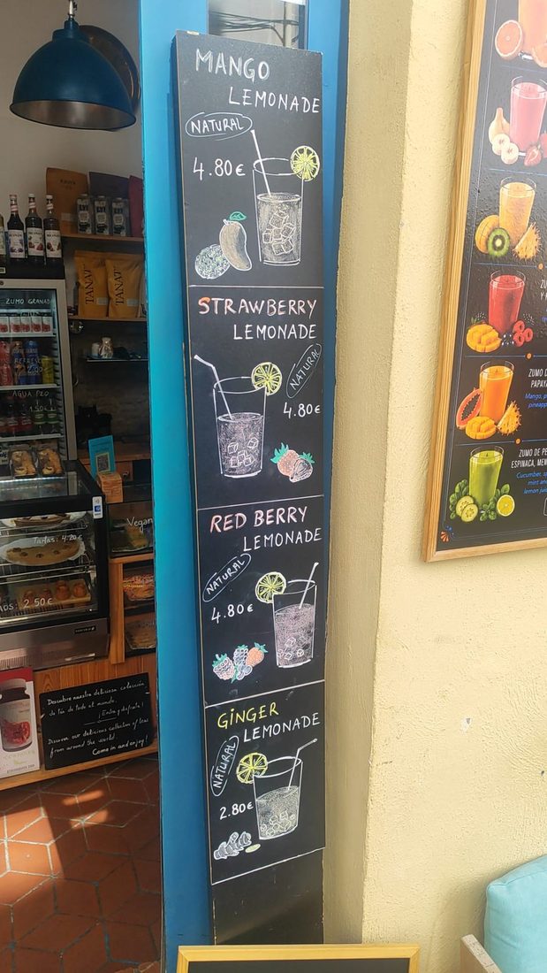 Natural lemonade flavors menu board
